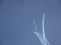 Air show 2011 Frecce Tricolori Follonica (GR) - Esibizione spettacolare della Figura 3 del Programma Acrobatico 2011 con la formazione a Cardioide con solista in separazione - Fotografia maggio 2011