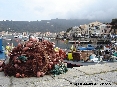 Marciana Marina (LI) - Al molo del porto attraccano molti pescherecci. In primo piano una rete da pesca