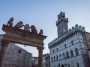 Montepulciano (SI) - Particolare del Pozzo dei Grifi e dei Leoni. Dietro si scorgono il Duomo ed il Palazzo Comunale - Fotografia Toscana marzo 2015