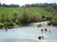 Saturnia Terme e paese (GR) - Persone di tutte le et si rilassano godendo degli effetti benefici delle acque termali, rilassandosi nel verde paesaggio della maremma. Le terme naturali di Saturnia sono completamente libere e gratuite.