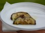 Tutti pazzi per la palamita 2012 - Assaggio di saporito Saccottino di melanzane con mousse di azzurro e noci servito dallo stand del ristorante Blue Marlin - San Vincenzo (LI), Fotografia 6 maggio 2012, Toscana