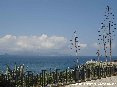 Piombino (LI) - Vista di piazza Bovio e del canale di Piombino con lo sfondo dell